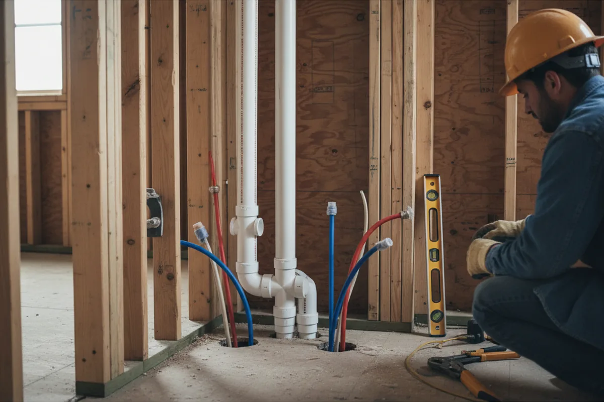 Drain and supply rough-in during Garbage Disposal Repair in Peapack
