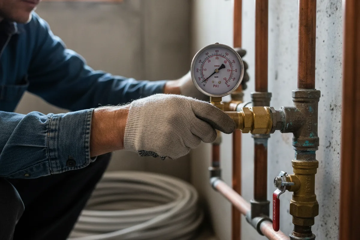 Pressure testing a repaired line during Water Line Repair in Peapack